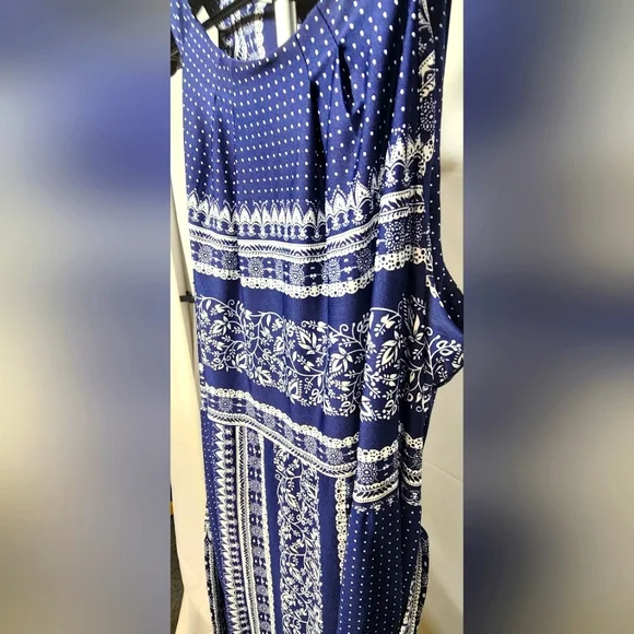 Lane Bryant Blue and White Smocked Maxi Dress-Size 18/20 - Picture 9 of 11